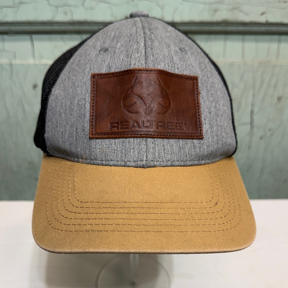 Realtree Gray & Tan Leather Patch Mesh-Back Cap